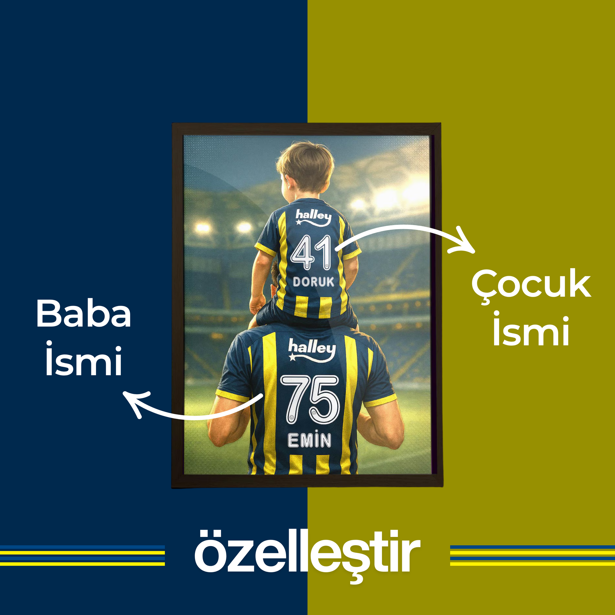 Kişiselleştirilebilir Baba Oğul Fenerbahçe Posteri - Forma Posterleri No.2