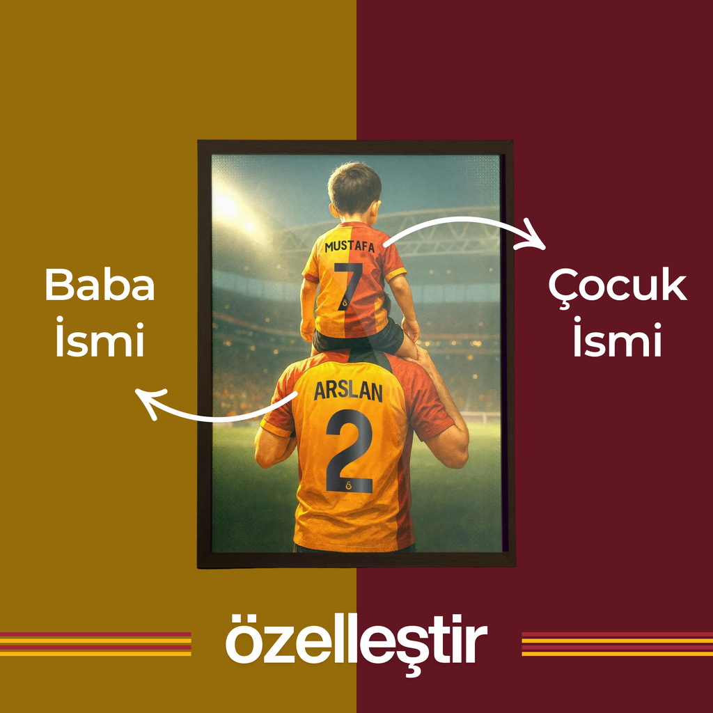Kişiselleştirilebilir Baba Oğul Galatasaray Posteri - Forma Posterleri No.1