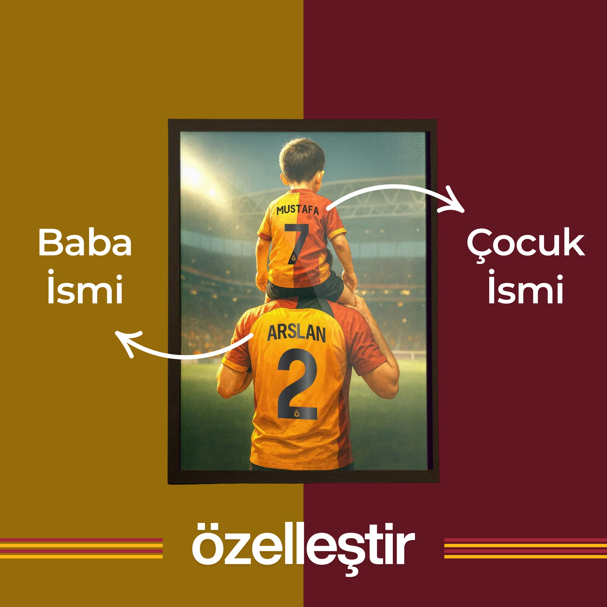 Kişiselleştirilebilir Baba Oğul Galatasaray Posteri - Forma Posterleri No.1
