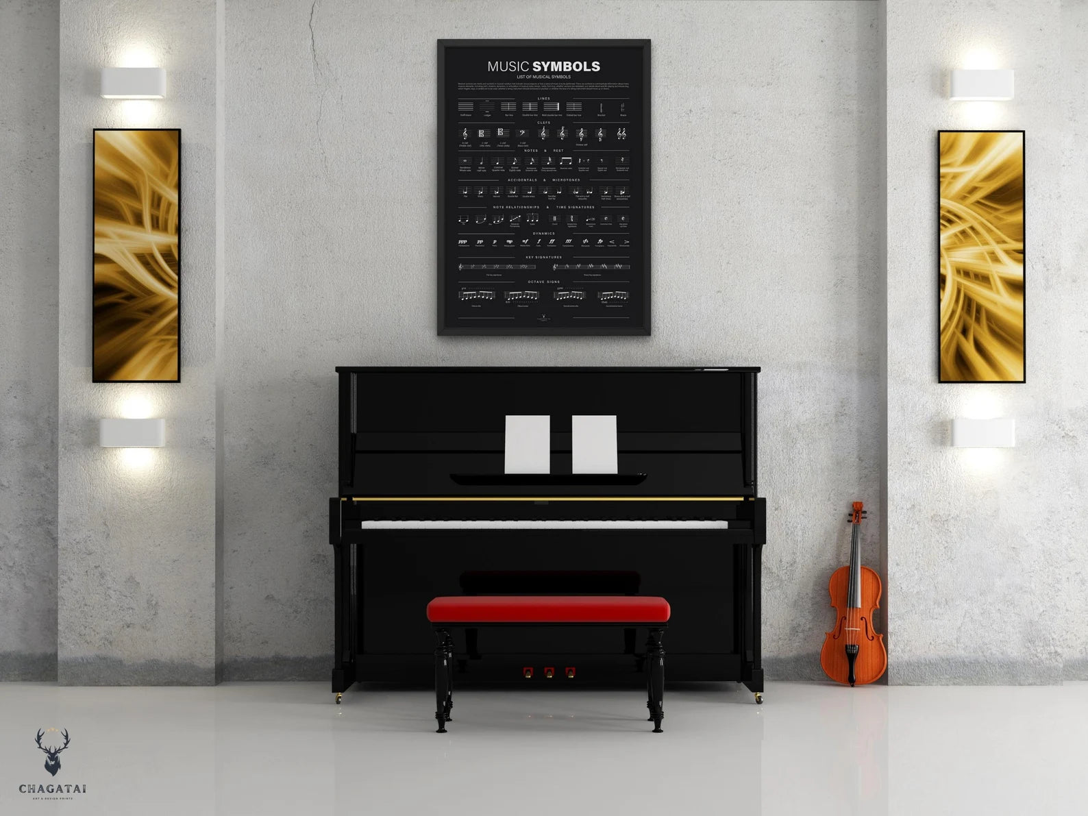 Müzik Sembolleri Posteri – Nota İşaretleri ve Müzik Teorisi Duvar Dekoru