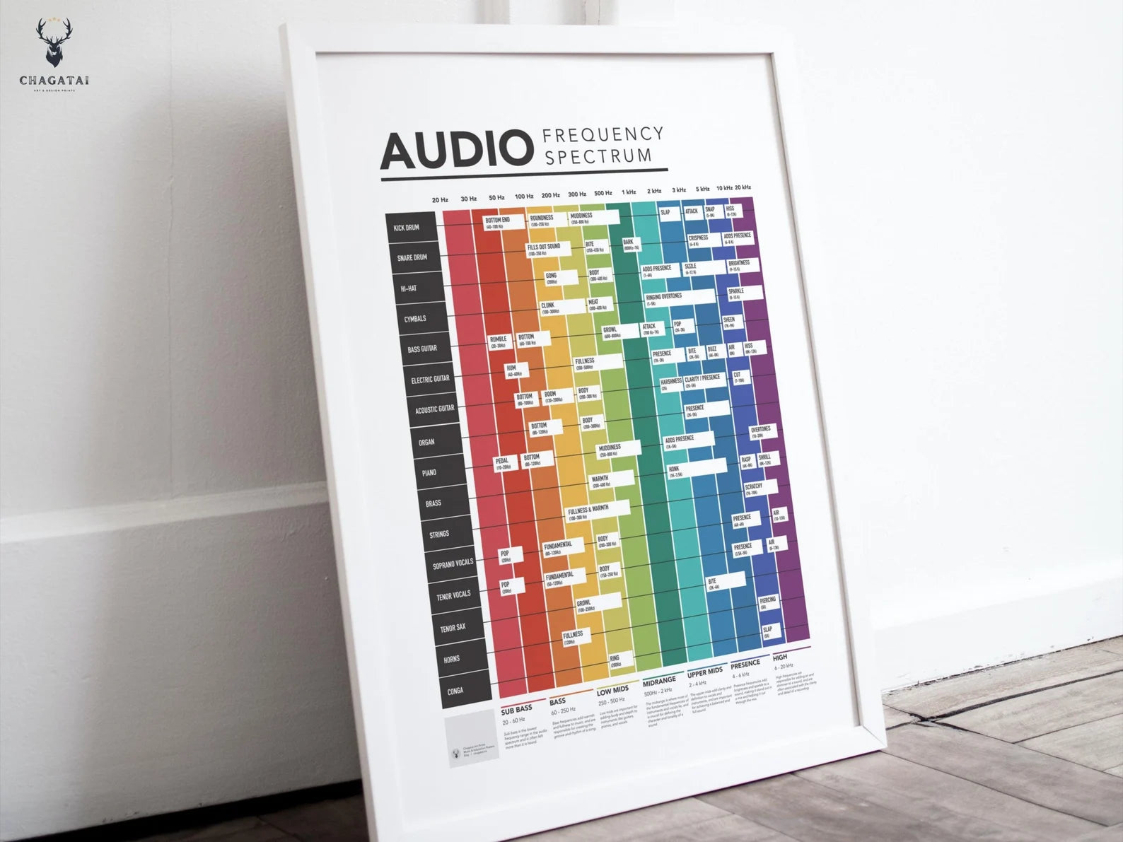 Audio Frekans Spektrumu Posteri - Profesyonel Müzik Prodüksiyonu Rehberi
