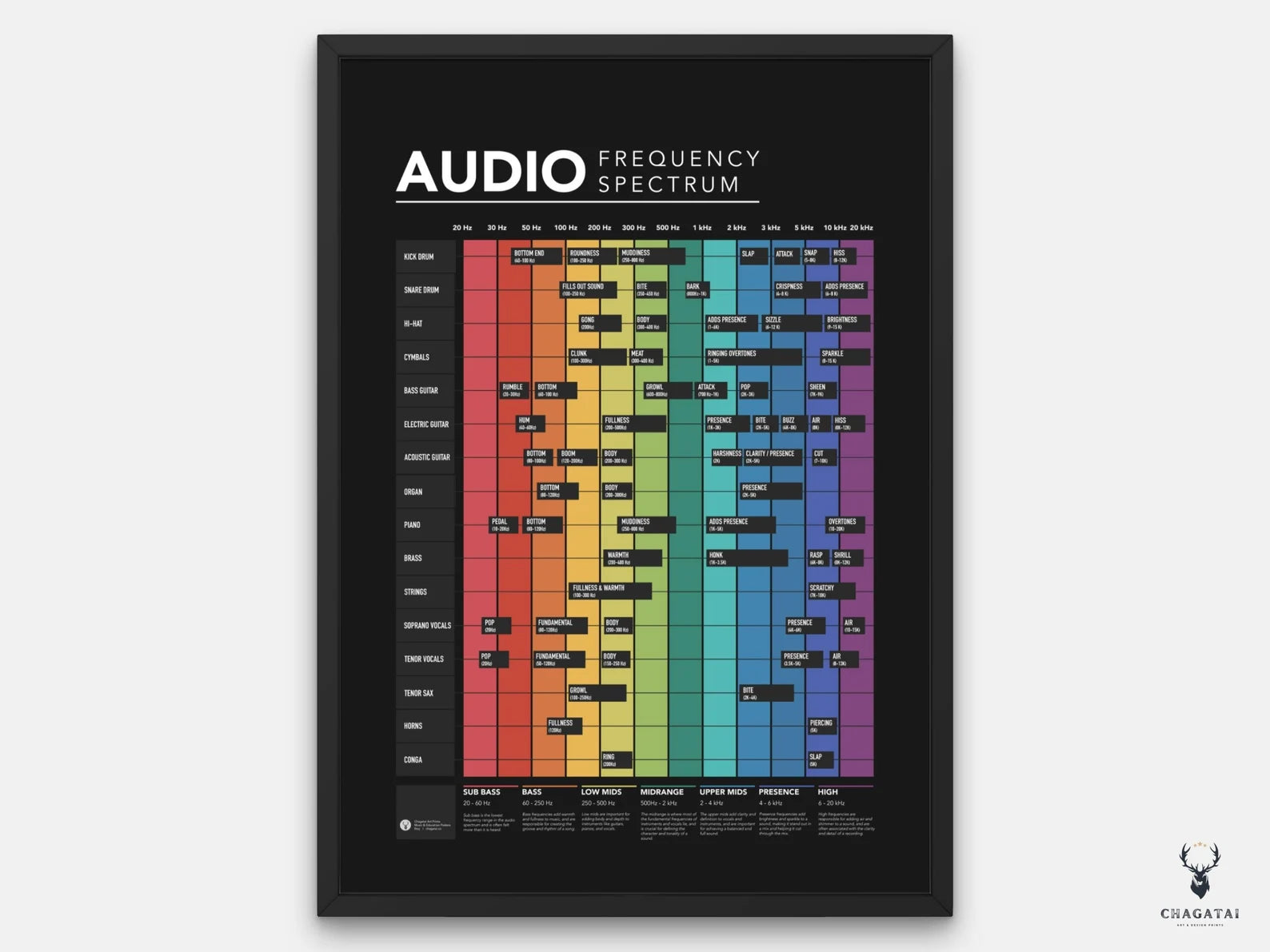 Audio Frekans Spektrumu Posteri - Profesyonel Müzik Prodüksiyonu Rehberi