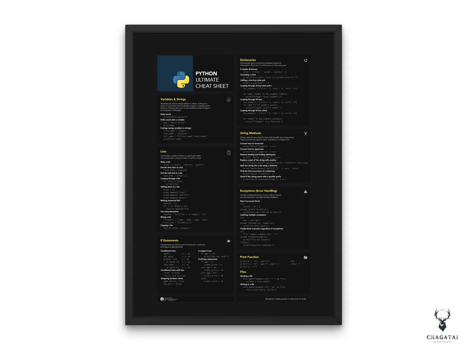 Python Programlama Dili Posteri - Veri Bilimi ve Web Geliştirme Referans Posteri