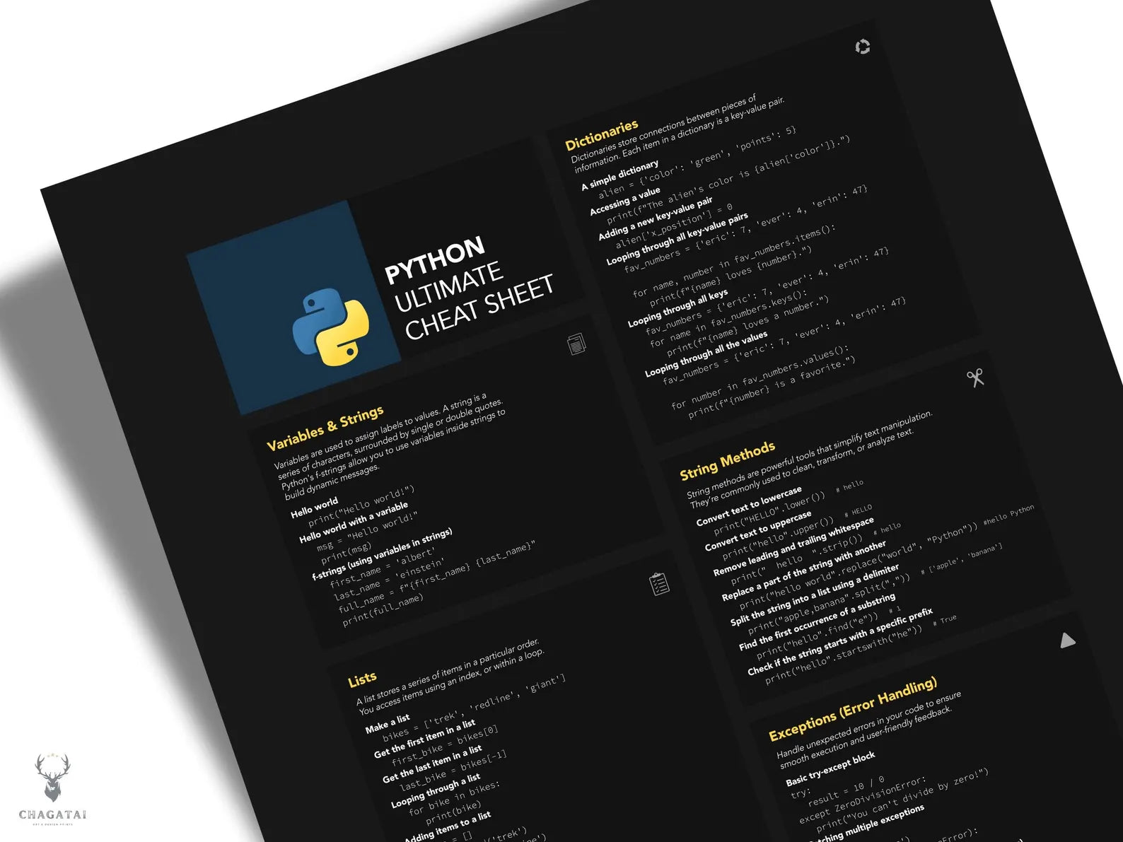 Python Programlama Dili Posteri - Veri Bilimi ve Web Geliştirme Referans Posteri