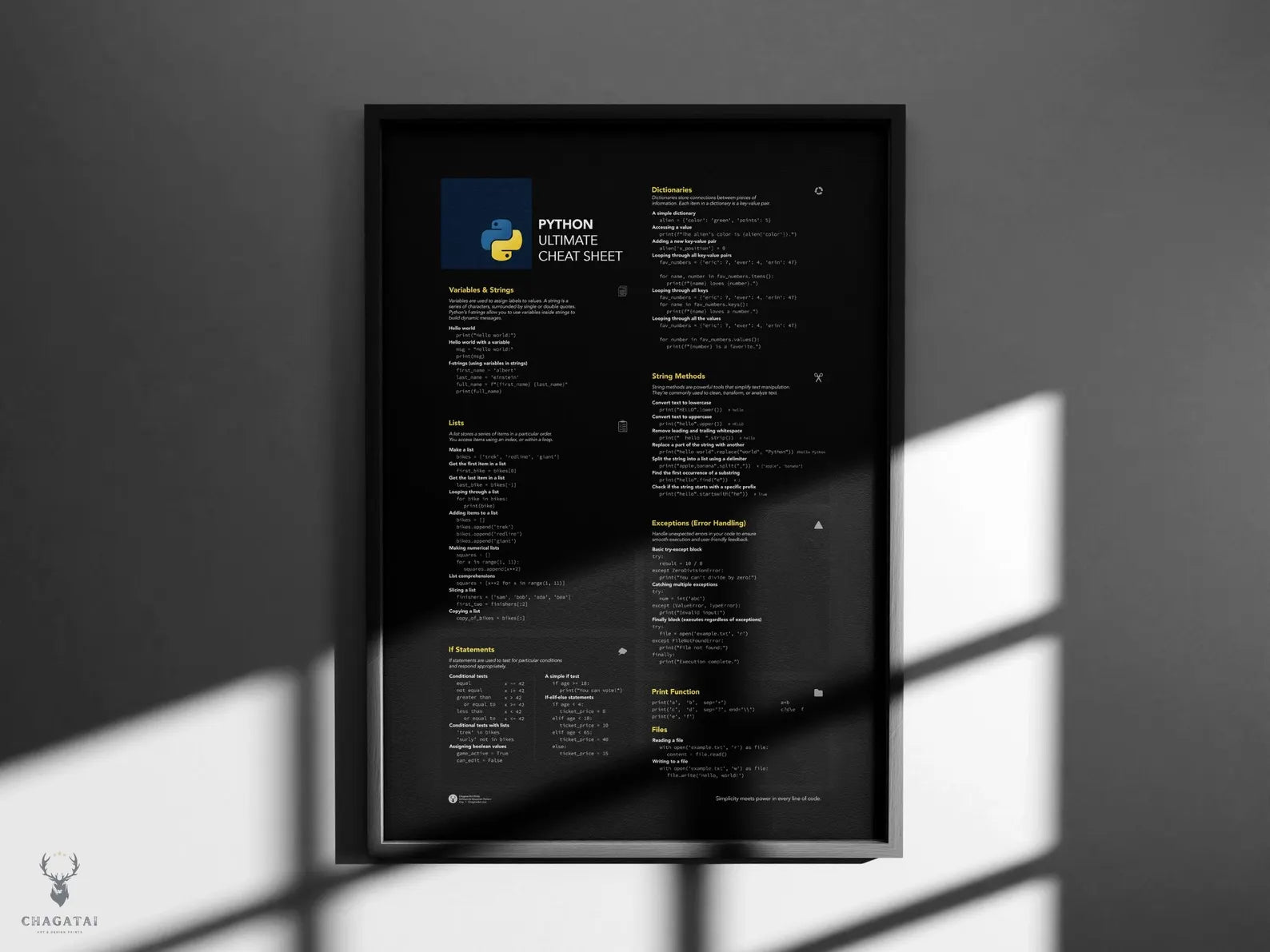 Python Programlama Dili Posteri - Veri Bilimi ve Web Geliştirme Referans Posteri
