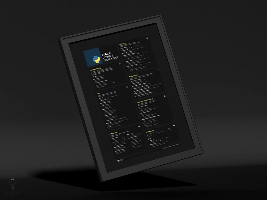 Python Programlama Dili Posteri - Veri Bilimi ve Web Geliştirme Referans Posteri