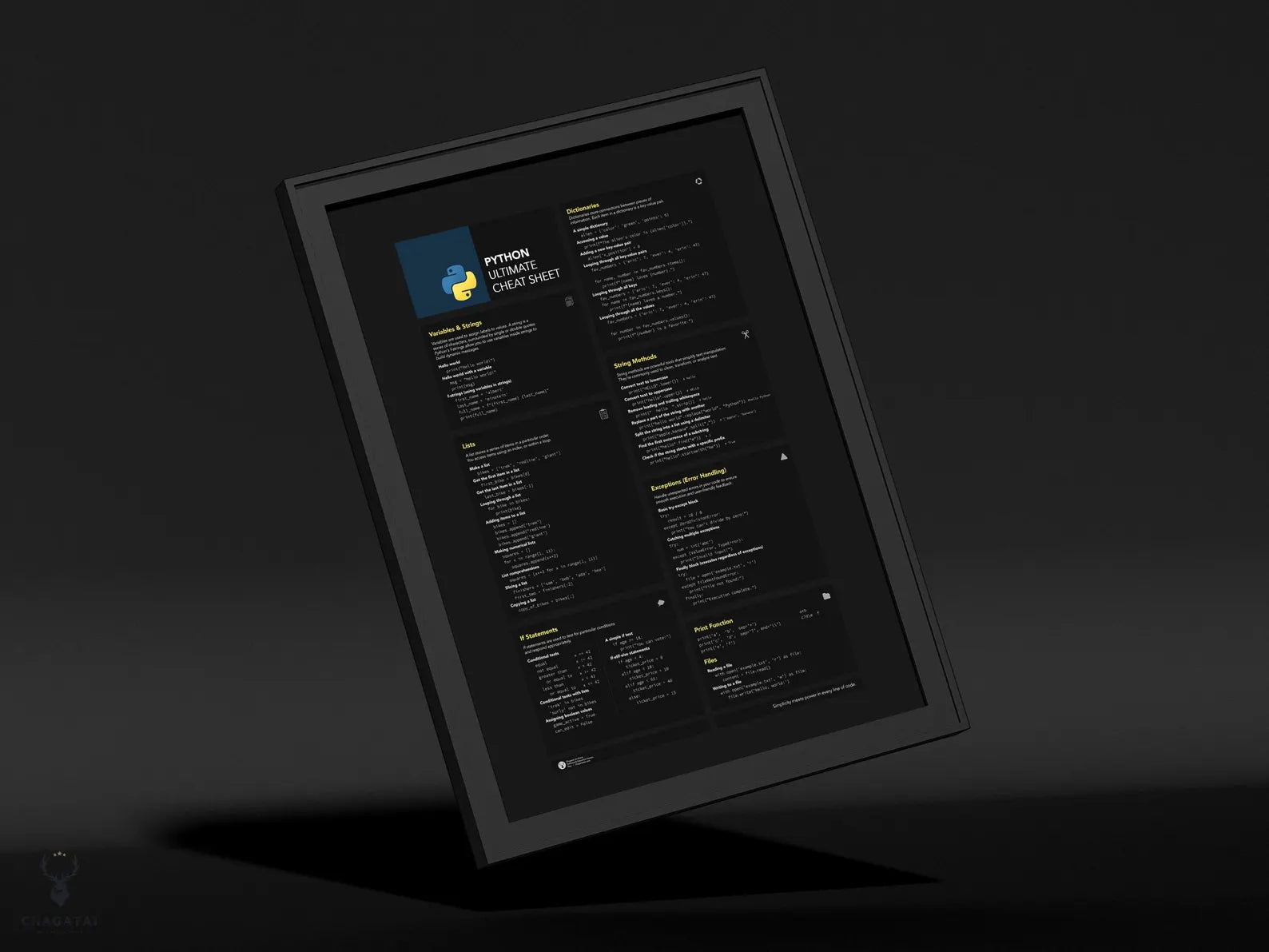 Python Programlama Dili Posteri - Veri Bilimi ve Web Geliştirme Referans Posteri