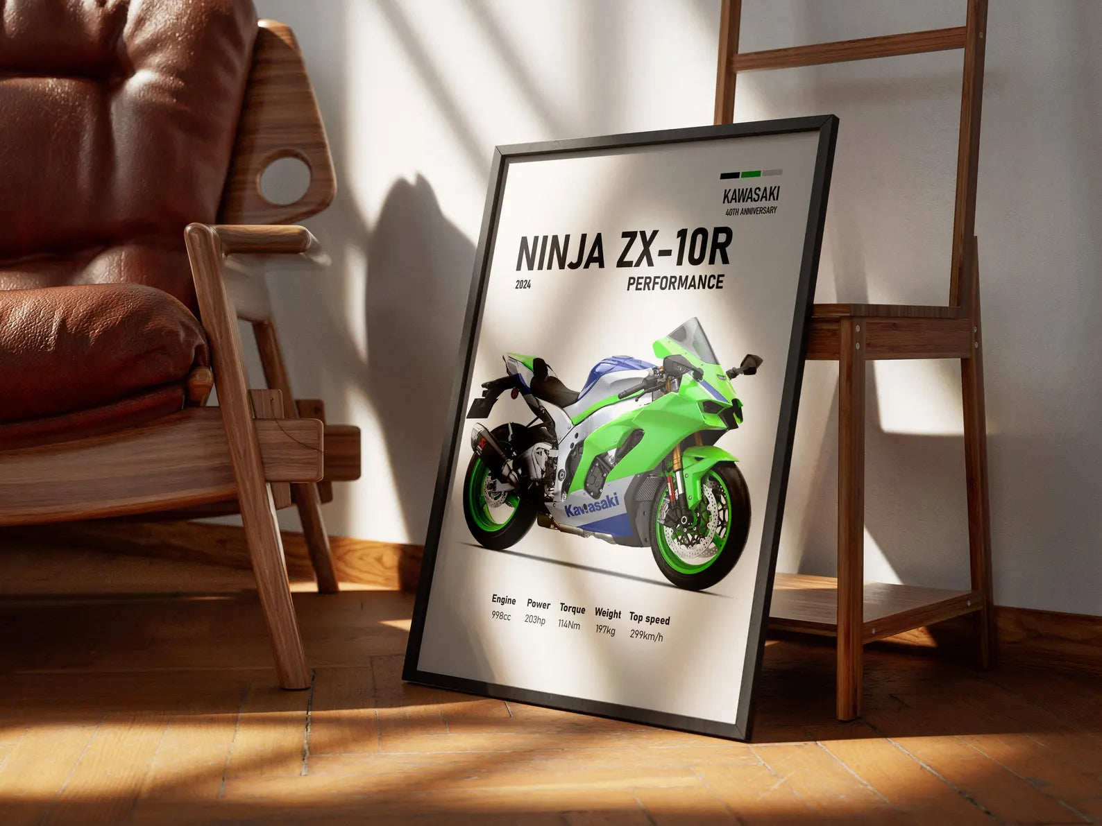 2024 Kawasaki Ninja ZX-10R 40th Anniversary Poster - Motor Posterleri No.29