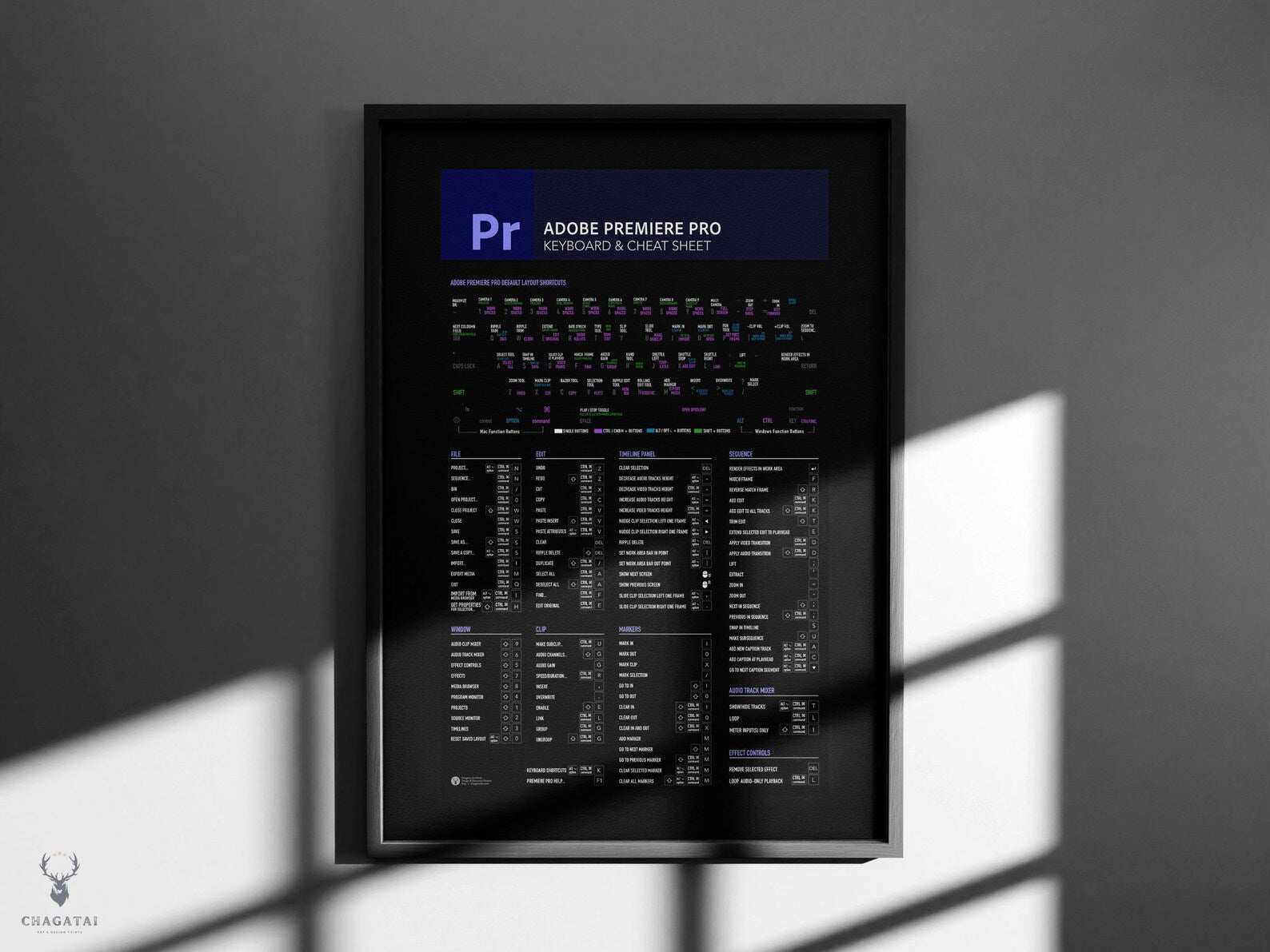 Adobe Premiere Pro Klavye Kısayolları Posteri - Profesyonel Video Editörleri İçin