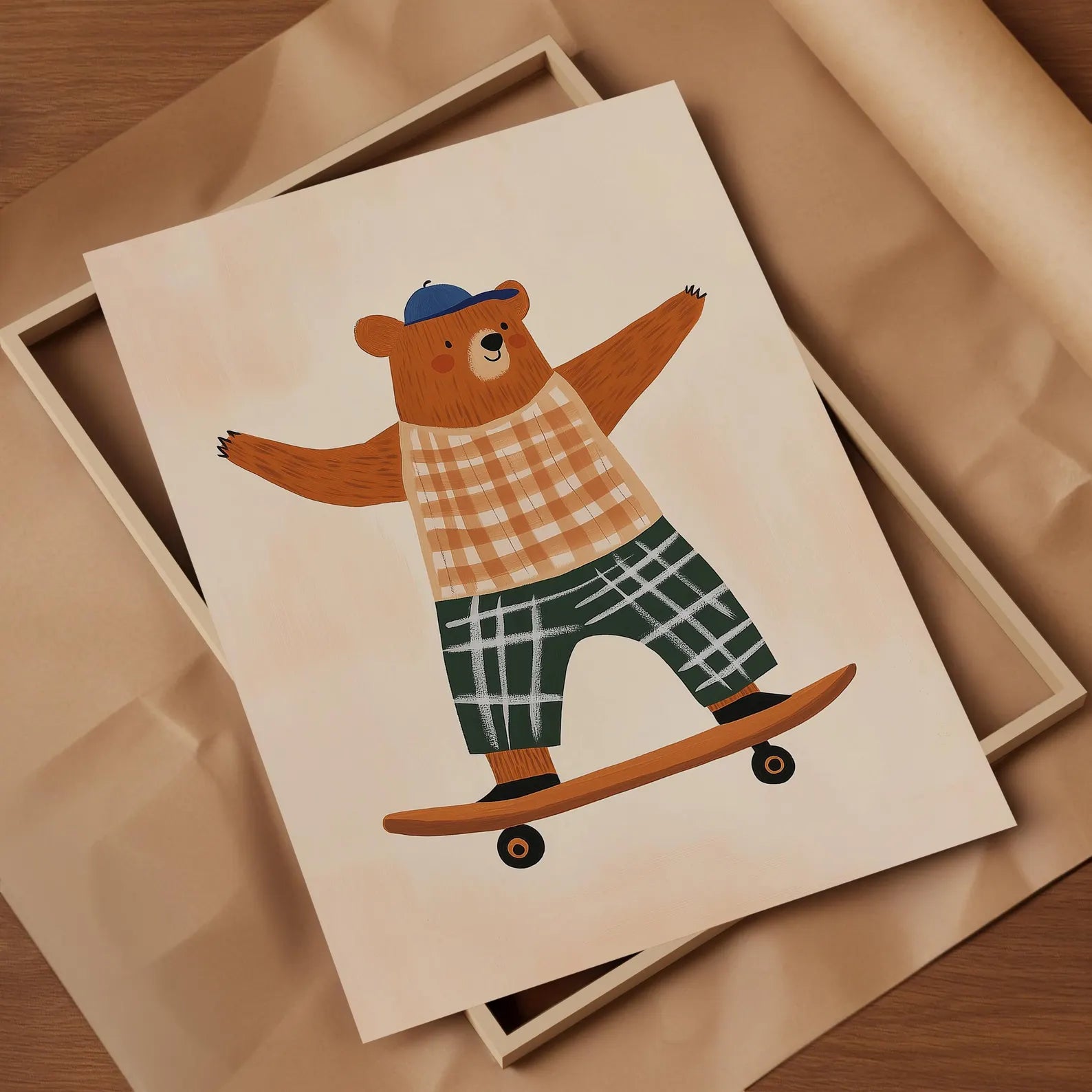 Kaykaycı Ayıcık Posteri - Hayvan Temalı Posterler No.8