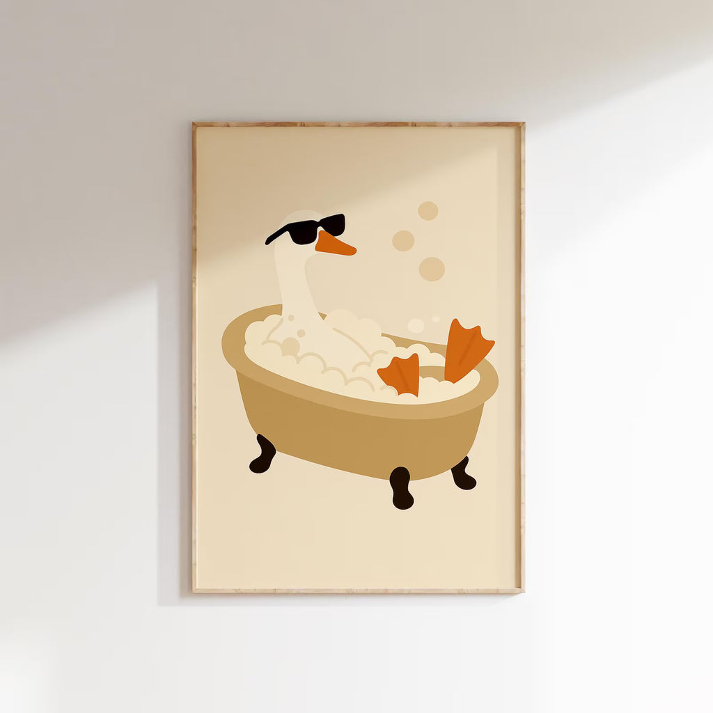 Banyo Yapan Ördek Posteri - Hayvan Temalı Posterler No.6