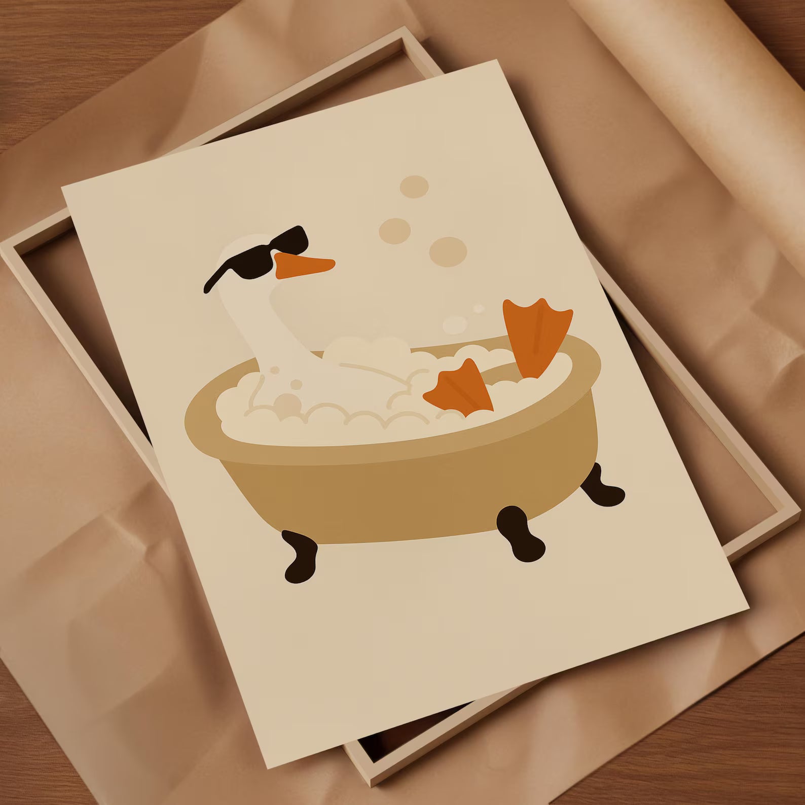 Banyo Yapan Ördek Posteri - Hayvan Temalı Posterler No.6