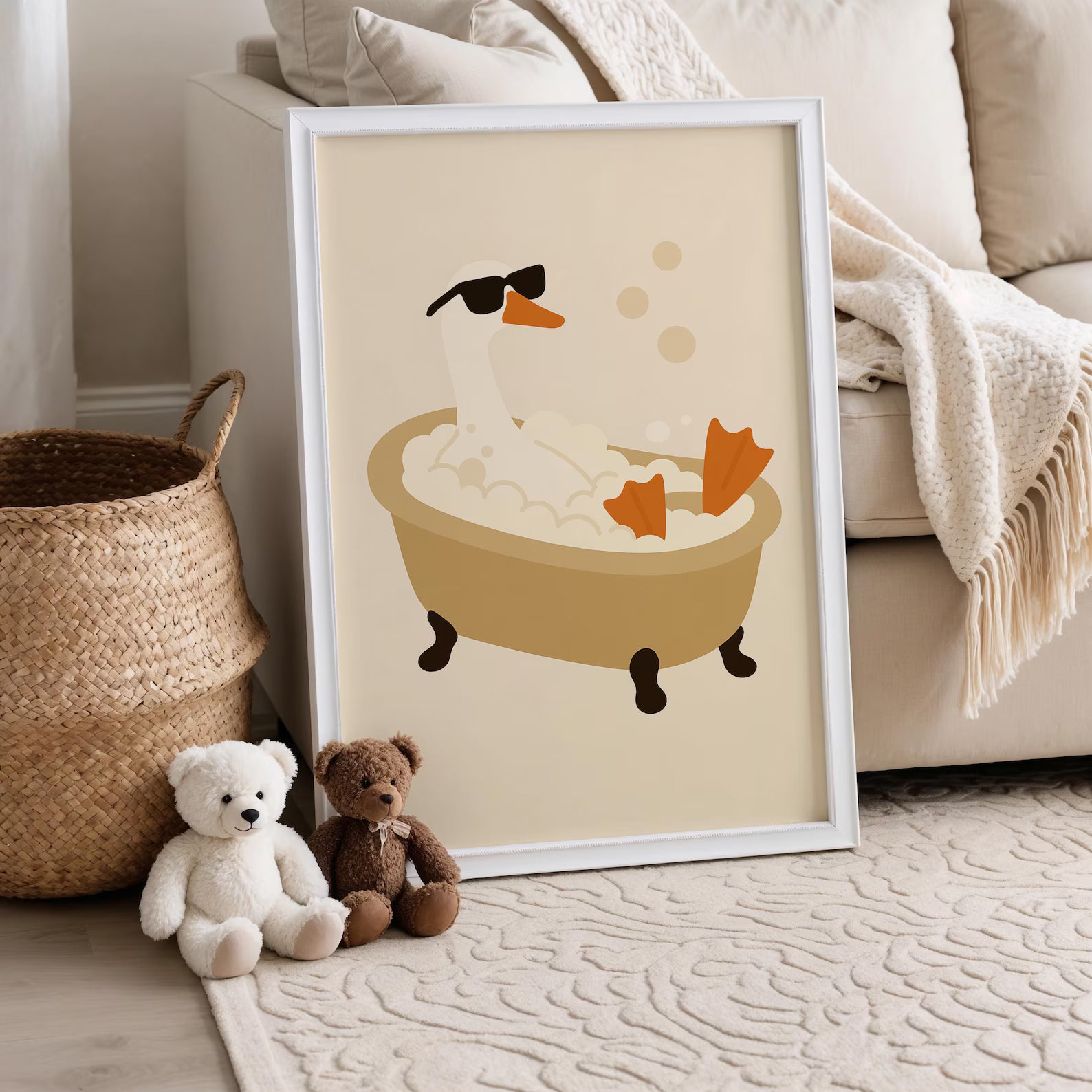 Banyo Yapan Ördek Posteri - Hayvan Temalı Posterler No.6
