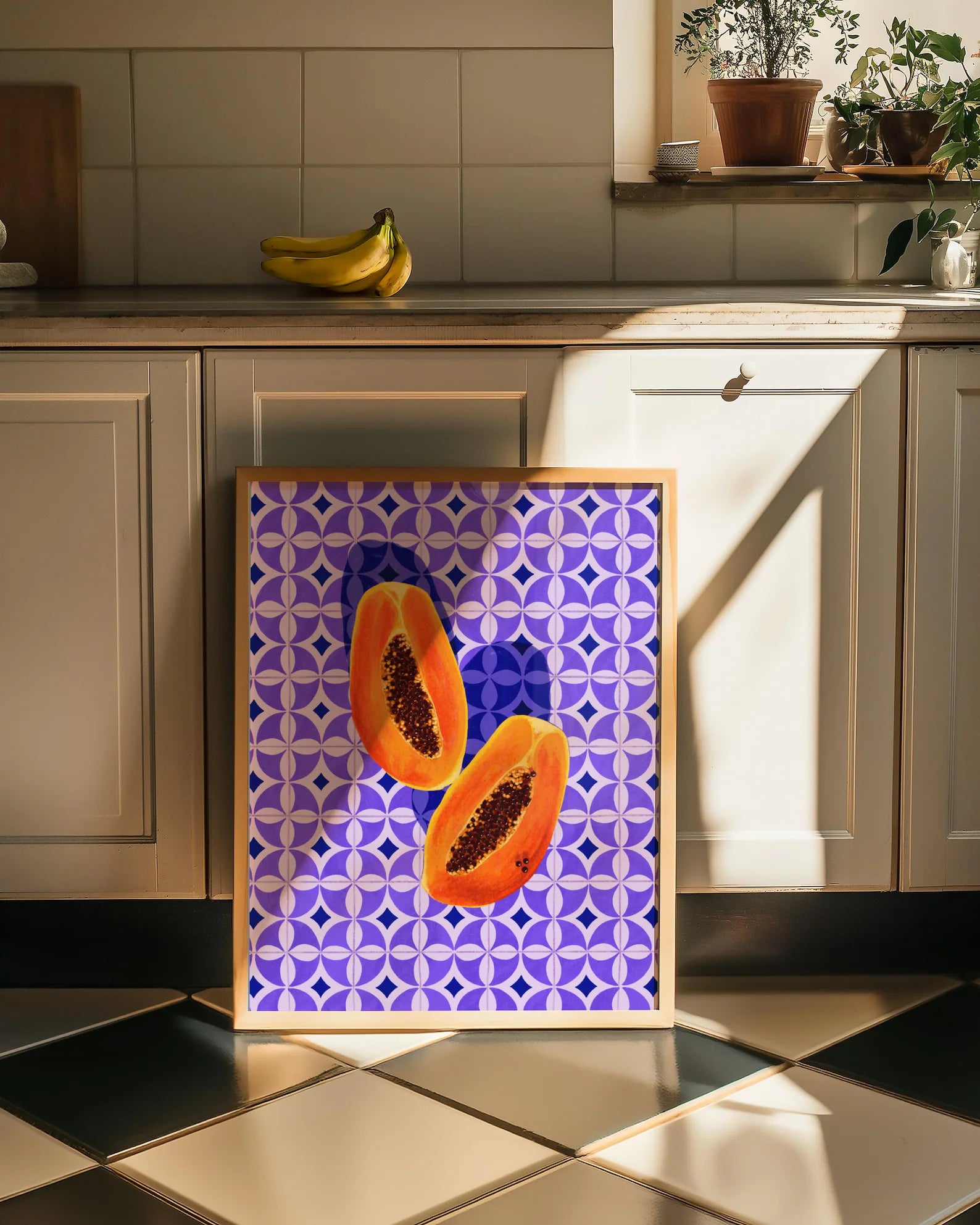 Papaya Meyvesi İllüstrasyon Posteri