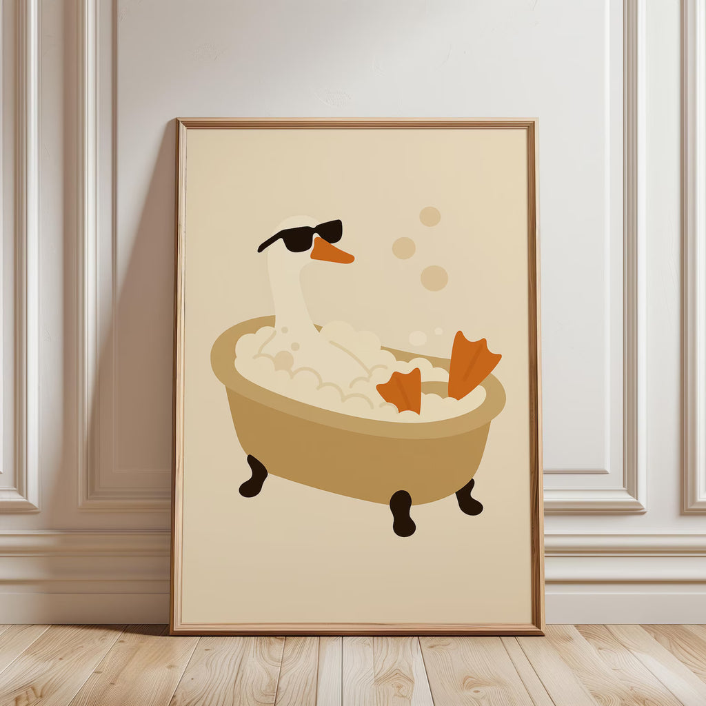 Banyo Yapan Ördek Posteri - Hayvan Temalı Posterler No.6