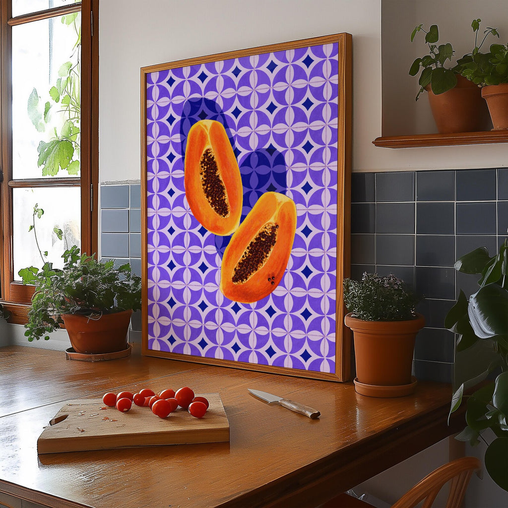Papaya Meyvesi İllüstrasyon Posteri