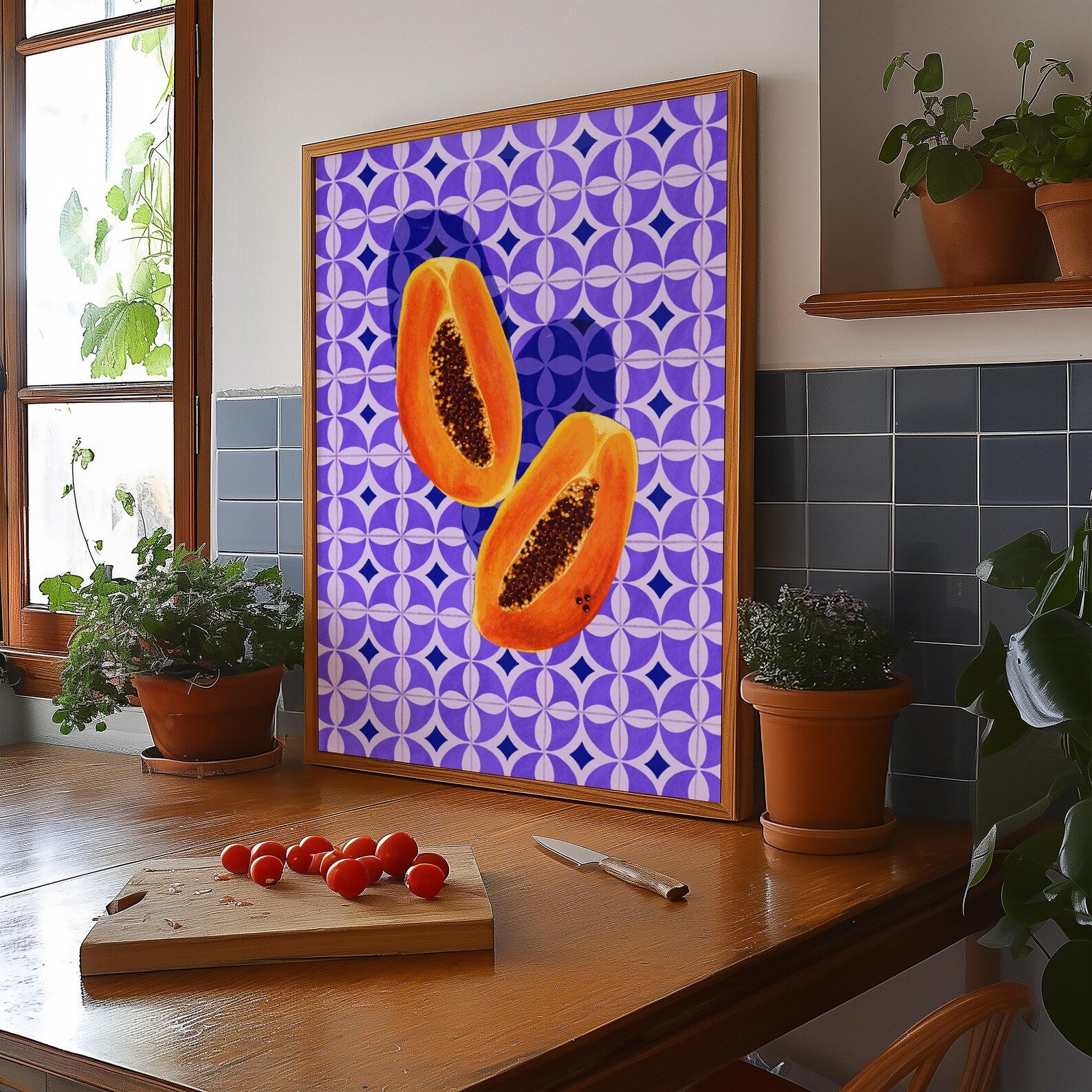 Papaya Meyvesi İllüstrasyon Posteri
